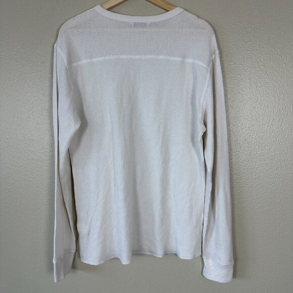 AYR Men's Shirt Waffle Knit Long Sleeve Thermal Pullover Oyster White Large - Picture 4 of 4
